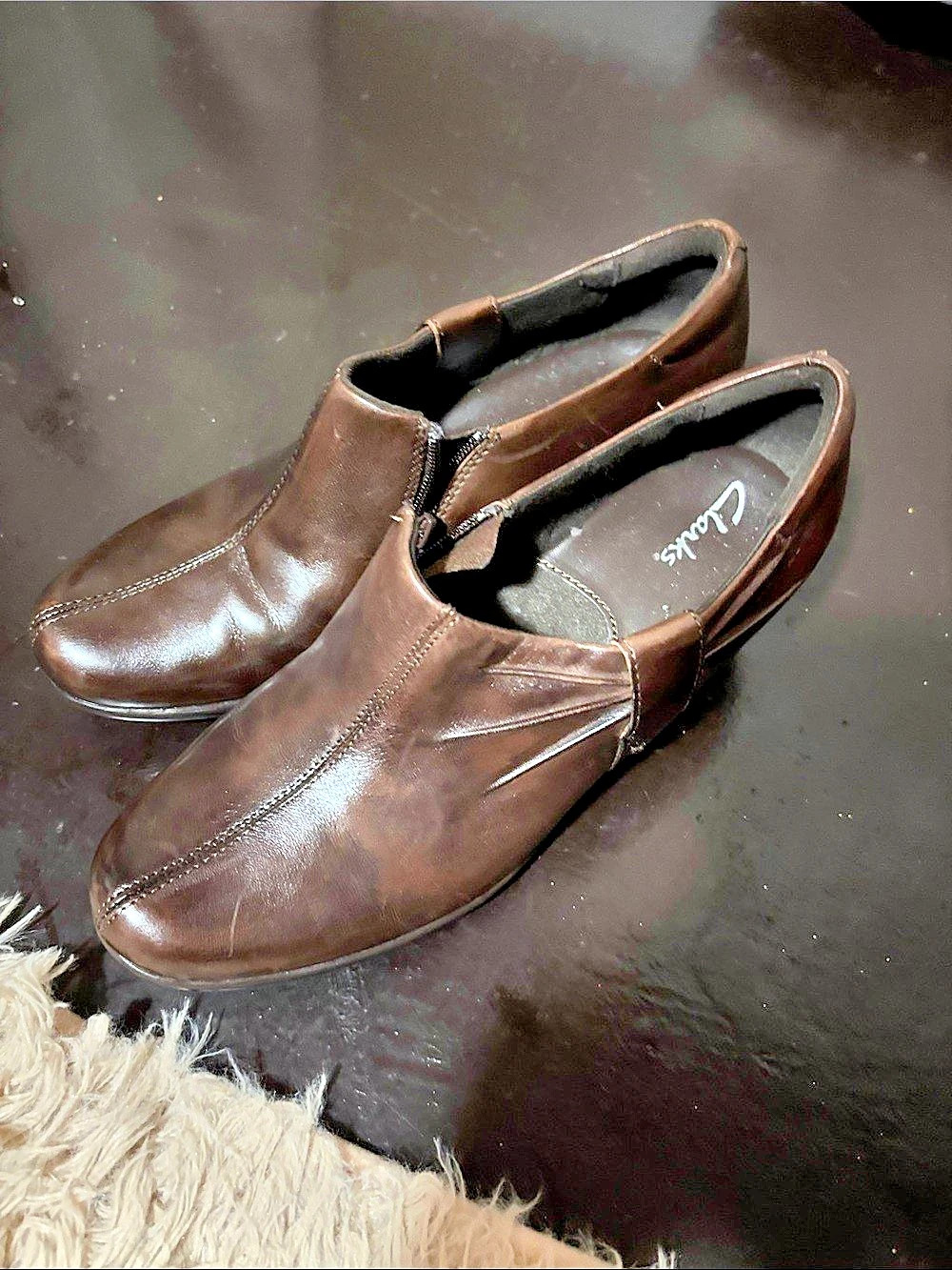 Clarks Brown Leather Heeled Boots